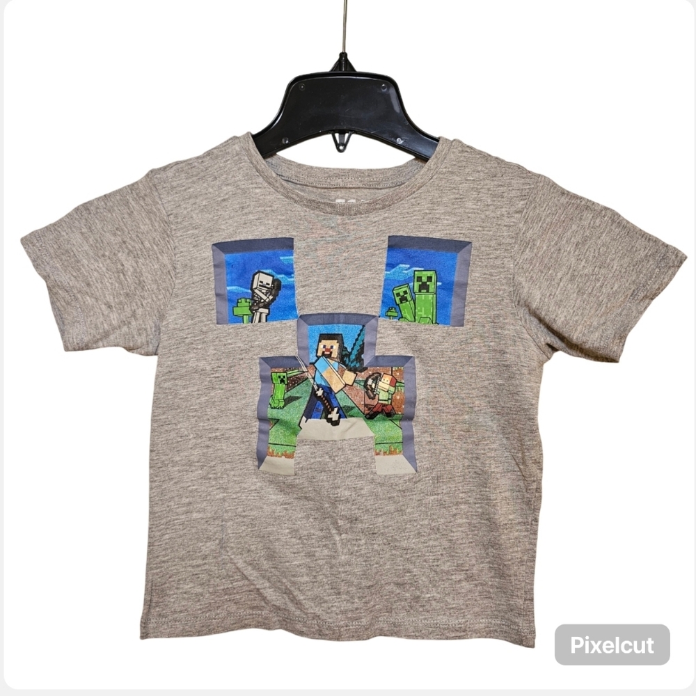 Mojang Studios minecraft grey cotton blend knit crop top t-shirt size XS US